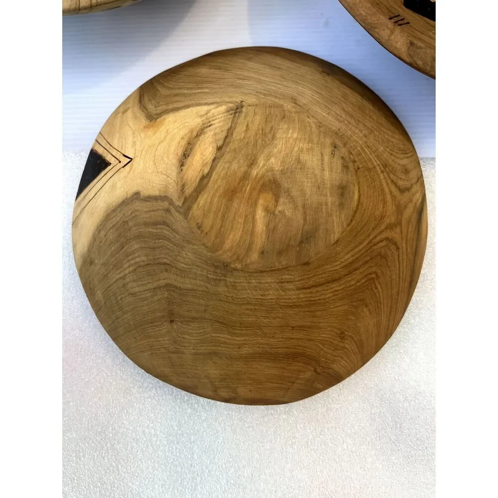 Wood Bowls Hand Carved/Painted/Incised 3 Bowls Each Different Rustic Boho